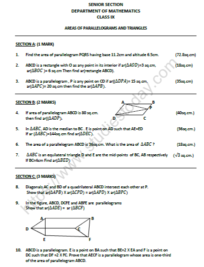 Free Printable Area Of Parallelogram Worksheets